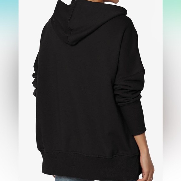 🛍️# 2456 NWOT TheMogan Oversized Pullover Fleece Hooded Sweatshirt Tunic Hoodie - Picture 2 of 14